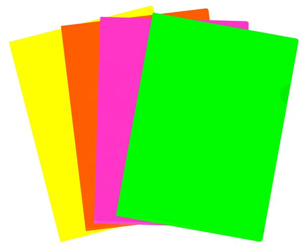 Папка-уголок Стамм пластиковая прозрачная неон А4, 1 шт в ассортименте