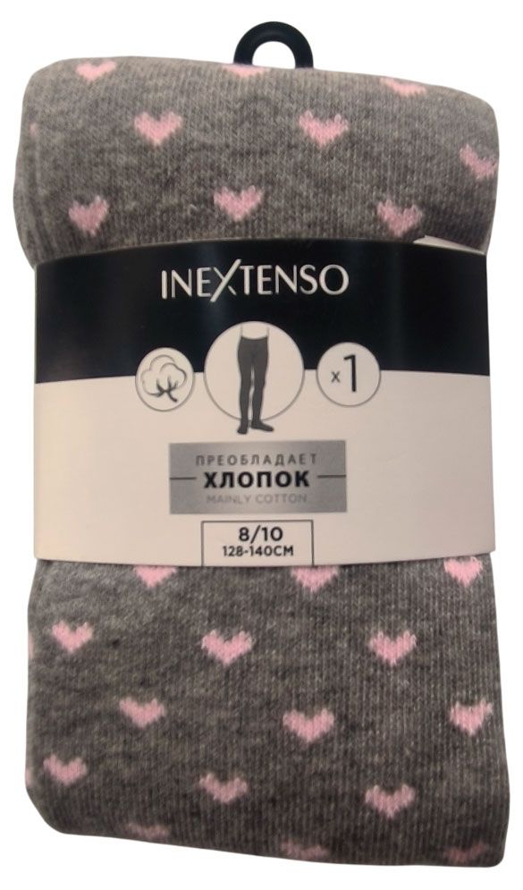  Колготки для девочки InExtenso серые с сердечками
