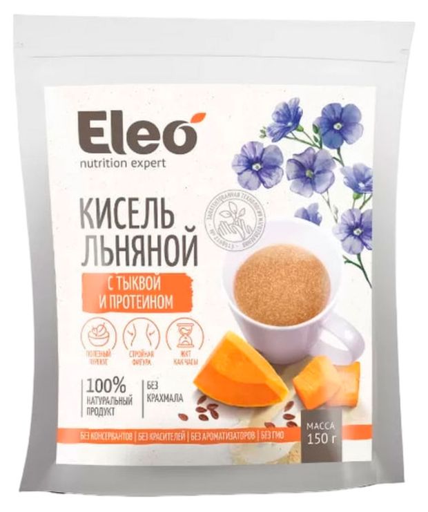 Аптека  Ашан Кисель льняной Eleo с тыквой и протеином, 150 г