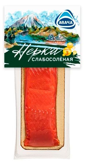 Нерка слабосоленая Авача филе-кусок с кожей 150 г 340₽