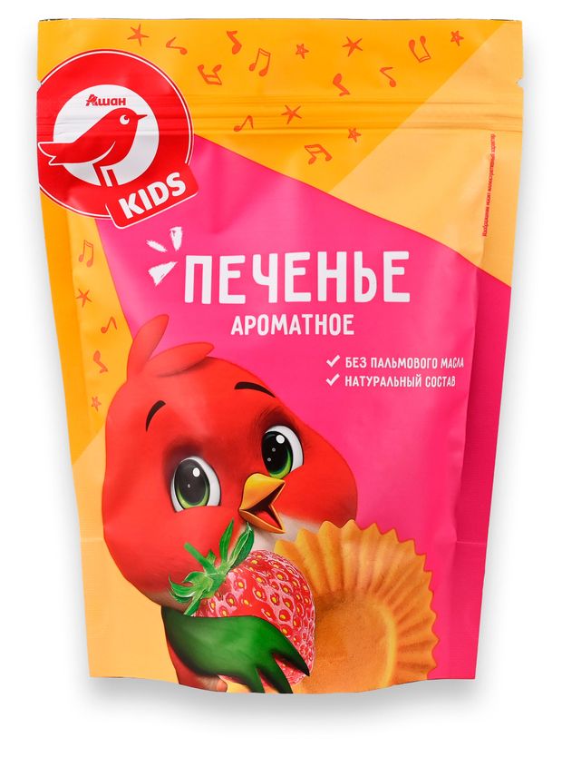 Печенье детское АШАН Красная птица Kids Ароматное, 120 г