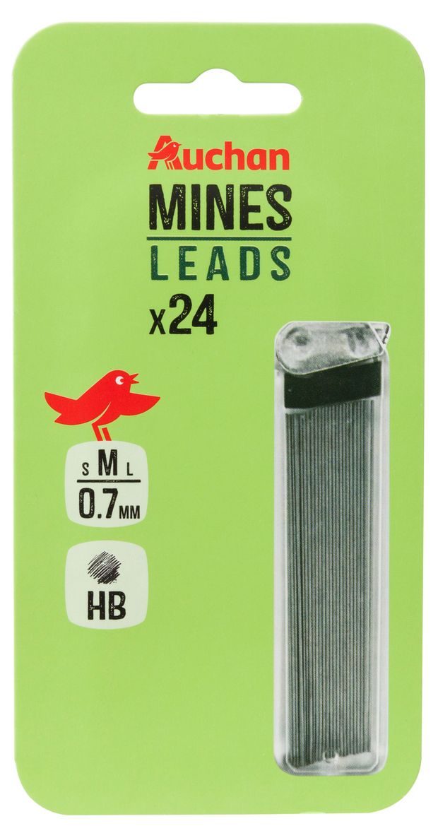 Набор грифелей АШАН Красная птица для механического карандаша 07 мм твердость HB 24 шт 50₽