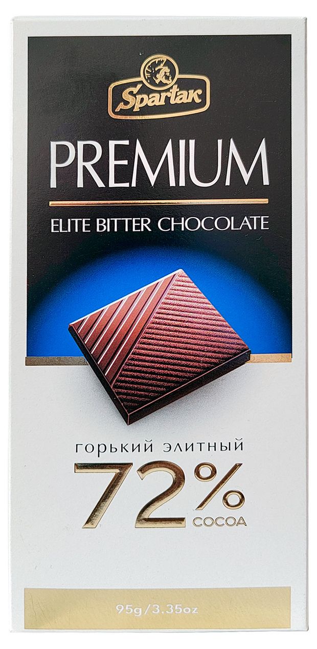 Шоколад Спартак Premium Элитный горький 72%, 95 г