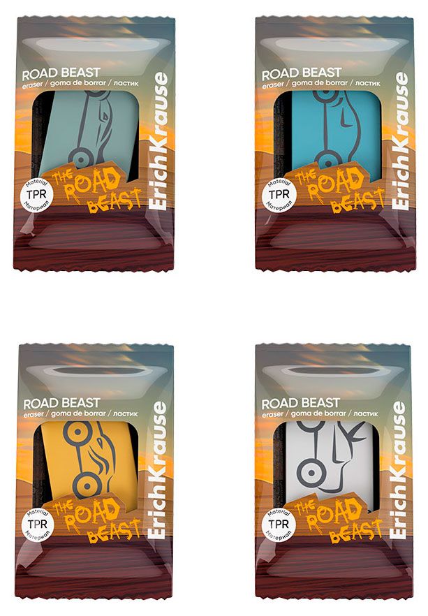 Ластик ErichKrause Road Beast, 1 шт в ассортименте