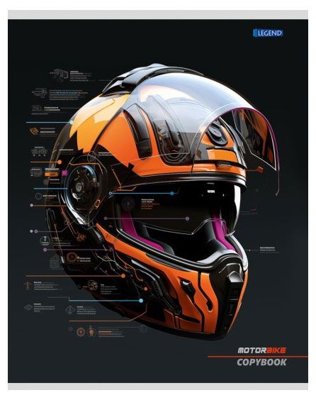 Тетрадь Legend Элементы мотокультуры в клетку А5 48 л, 1 шт в ассортименте