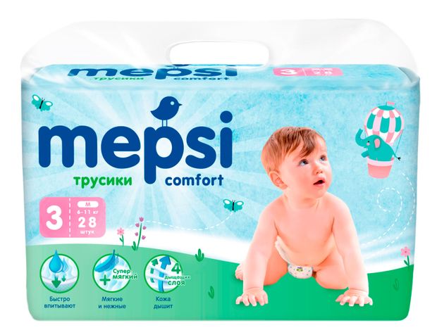 Трусики-подгузники Mepsi М 3 (6-11кг), 28 шт