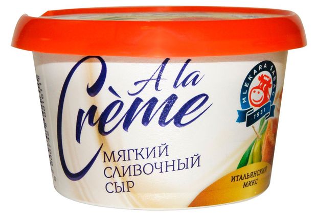 Сыр мягкий Сливочный Mlekara Sabac A la Crme итальянский микс 65% БЗМЖ, 150 г