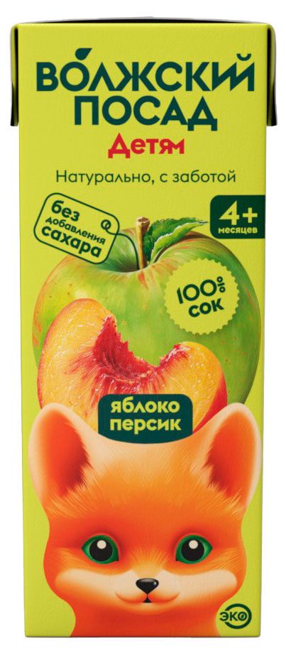 Сок Волжский Посад яблоко персик с 4 мес., 200 мл