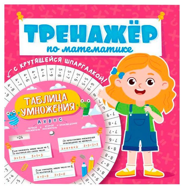 Тренажер по математике с крутящейся шпаргалкой. Для девочек