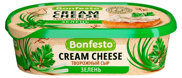 Сыр творожный Кремчиз Bonfesto с зеленью 65% БЗМЖ, 140 г
