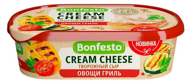 Сыр творожный Кремчиз Bonfesto овощи гриль 65% БЗМЖ, 140 г