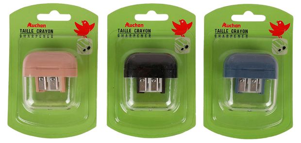 Точилка АШАН Красная птица 2 отверстия с контейнером, 1 шт