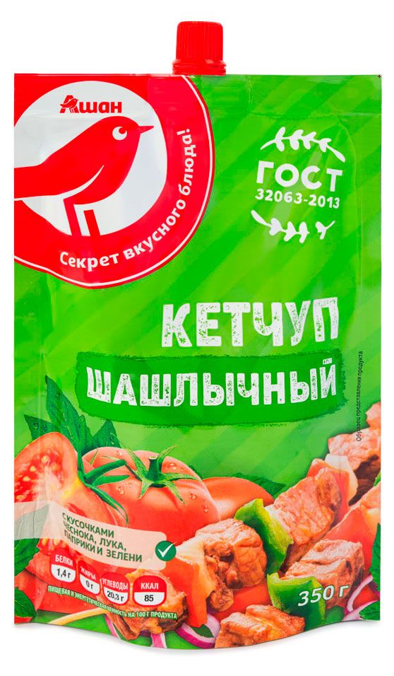 Кетчуп томатный АШАН Красная птица Шашлычный 350 г 60₽