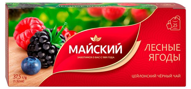 Чай черный Майский Лесные Ягоды в пакетиках 25х2 г 104₽