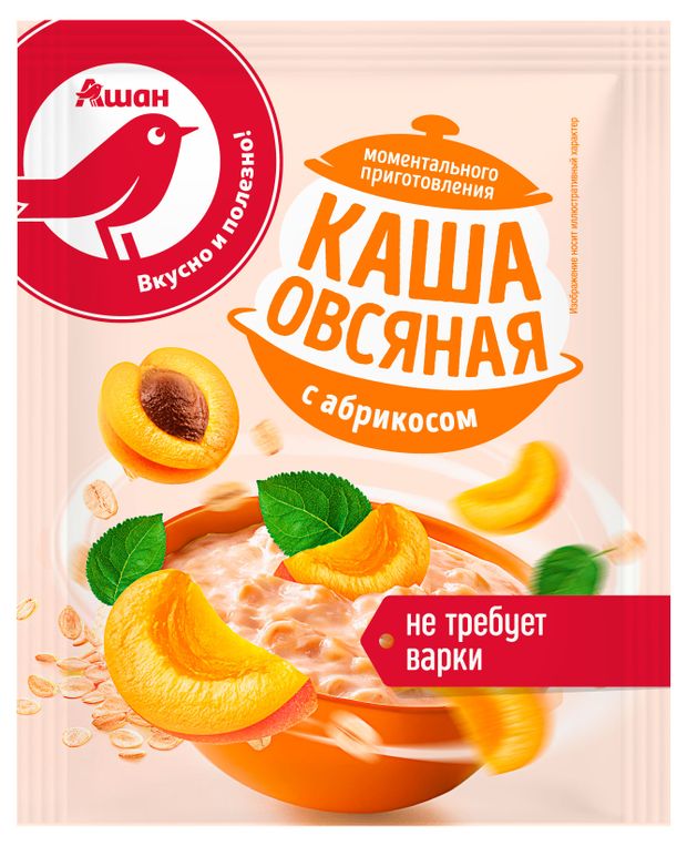 Каша овсяная АШАН Красная птица с абрикосом, 35 г