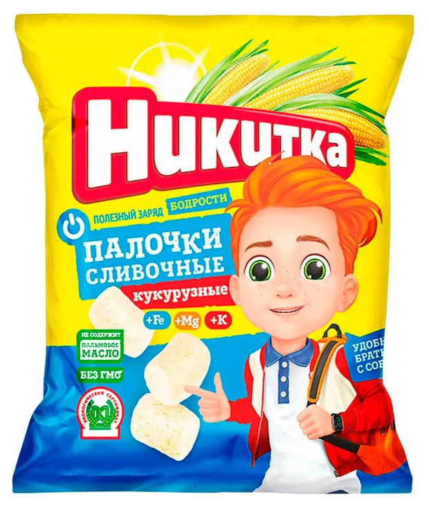 Палочки кукурузные Никитка сливочные, 80 г