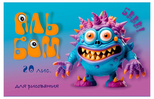 Альбом для рисования ПЗБМ Бууу! А4, 20 л в ассортименте