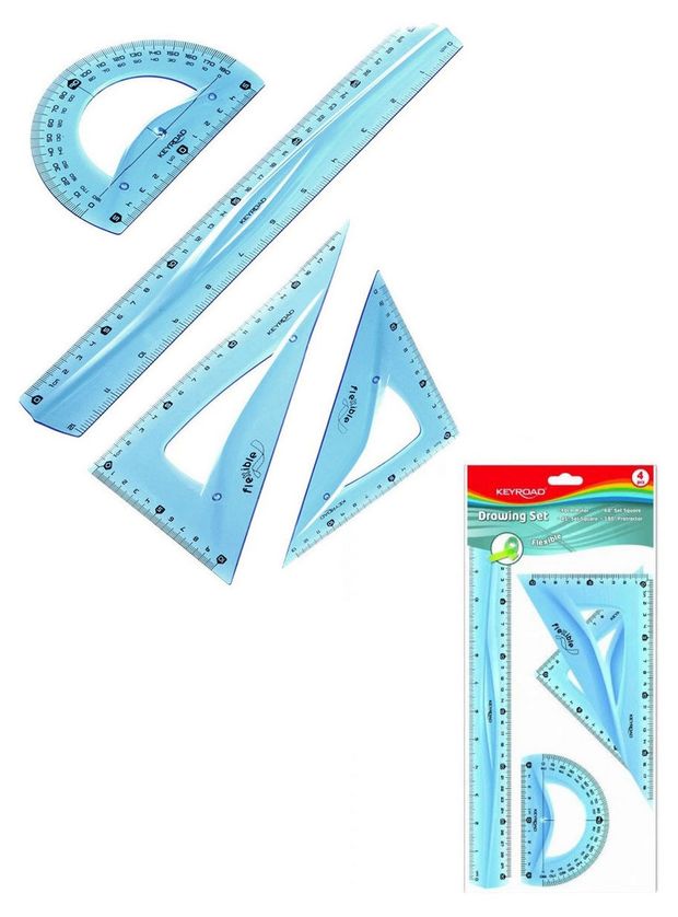 Набор чертежный KEYROAD Flexible линейка 30см 2 линейки-угольника транспортир в ассортименте 260₽