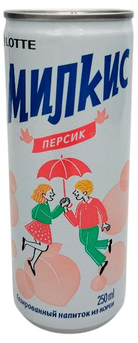 Вода, соки, напитки  Ашан Напиток газированный Lotte Milkis со вкусом персика, 250 мл