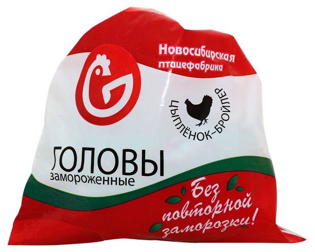 Субпродукт Головы куриные цыпленка-бройлера Новосибирская птицефабрика замороженные, 1 кг