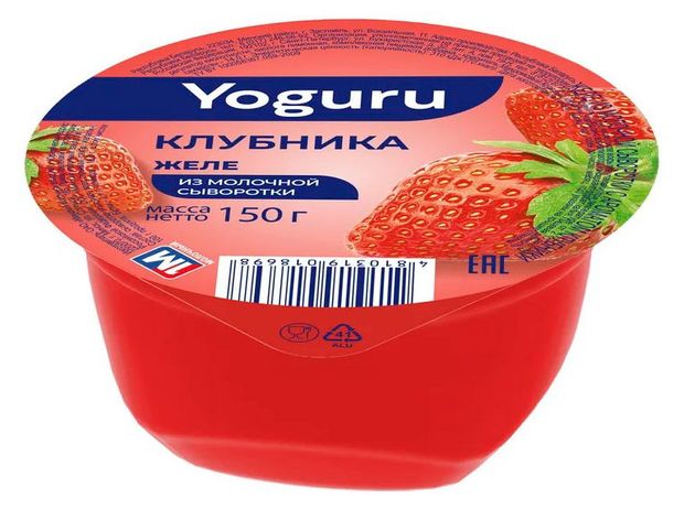 Желе из молочной сыворотки Yoguru клубника, 150 г