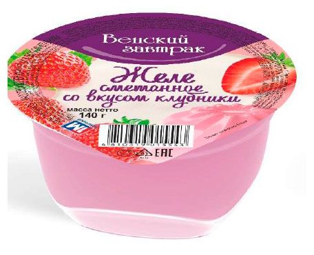 Желе сметанное Венский завтрак со вкусом клубники 15%, 140 г