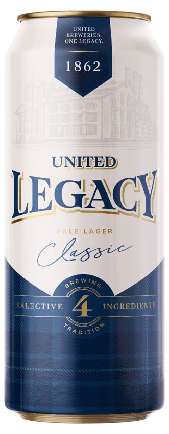 Пиво светлое United Legacy Classic Lager пастеризованное 4,8%, 430 мл