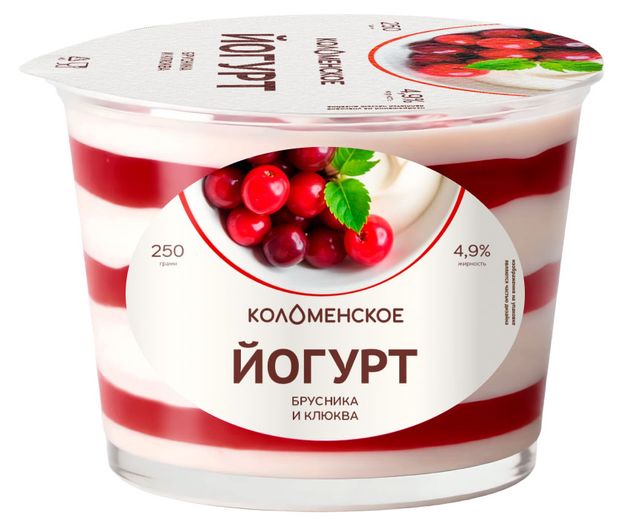 Йогурт Коломенский Брусника-клюква 4,9%, 250 г
