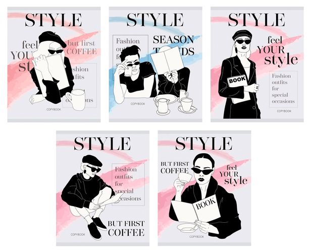Тетрадь Listoff Style в клетку скрепка А5, 96 л 1шт в ассортименте