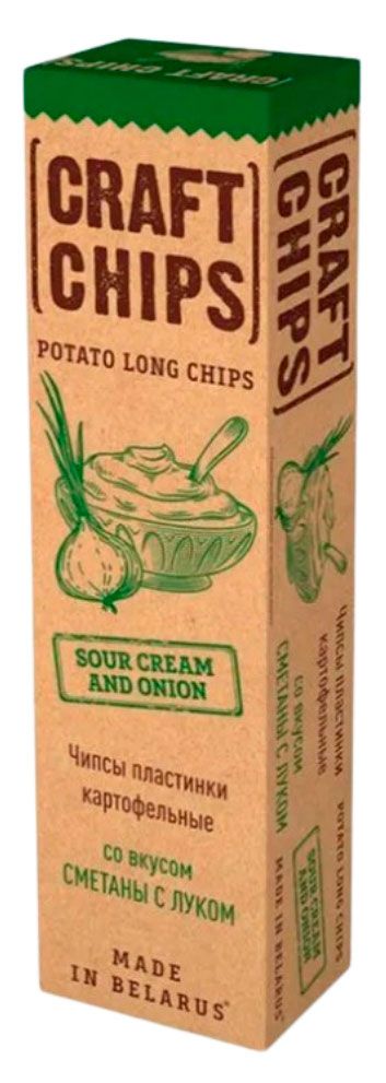 Чипсы картофельные Онега Крафтовые пластинки со вкусом сметаны с луком 90 г 310₽