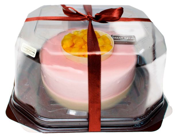 Торт бисквитный Cream Royal Неженка с двумя муссами, клубничный и манго охлажденный, 420 г