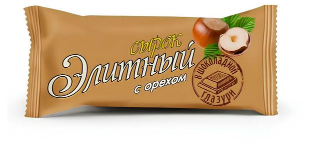 Сырок глазированный творожный Элитный с орехом батончик 20% Беларусь охлажденный, 38 г
