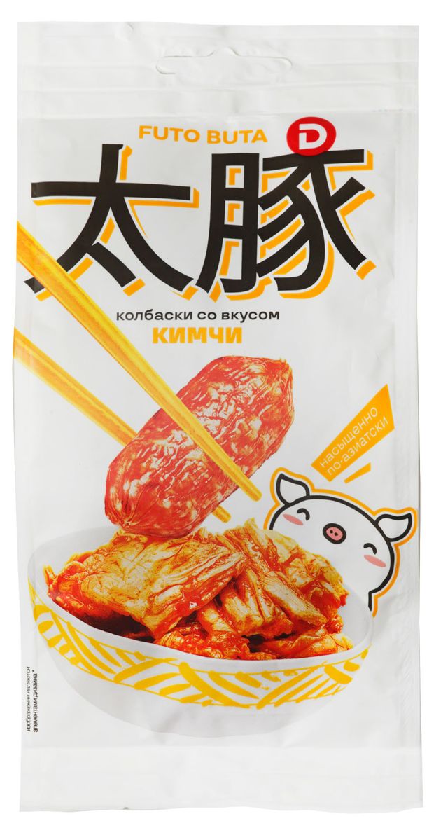 Мясные снеки Колбаски сырокопченые Futo Buta со вкусом Кимчи, 50 г