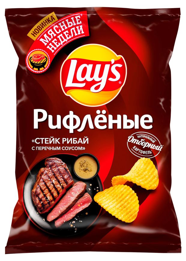 Чипсы картофельные Lays Рибай с перечным соусом 140 г 180₽