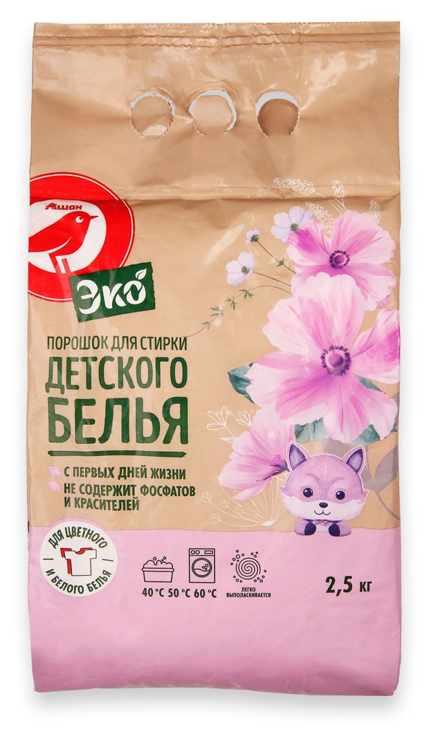 Стиральный порошок АШАН Красная птица Эко для детского белья 25 кг 330₽