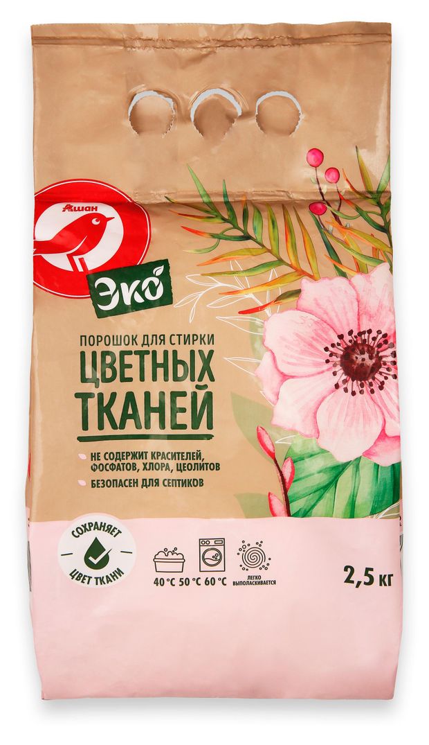 Стиральный порошок АШАН Красная птица Эко для цветного белья25 кг 330₽