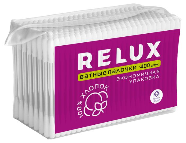 Ватные палочки RELUX 100% хлопок, 400 шт
