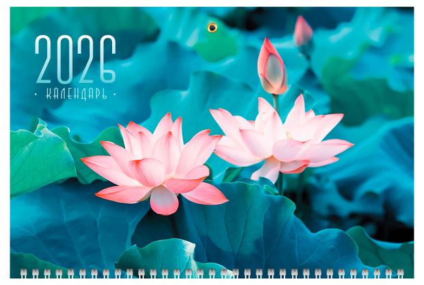 Календарь настенный Хатбер-М Цветок лотоса квартальный 1-блочный на 2026 год, 29х47 см