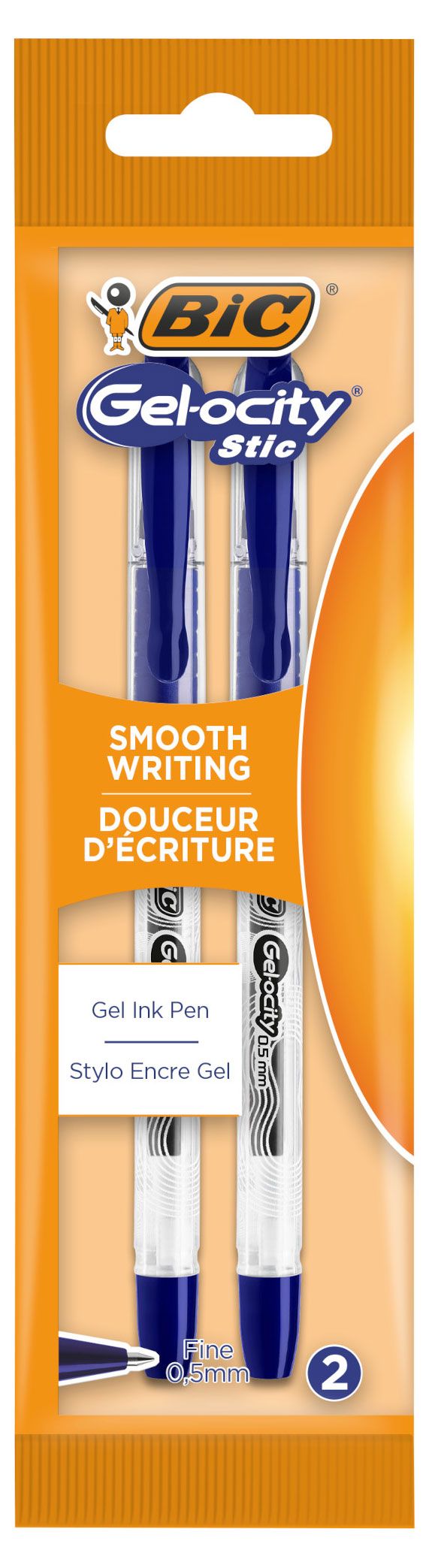 Ручка гелевая BIC Gelocity 0,5 мм синяя, 2 шт