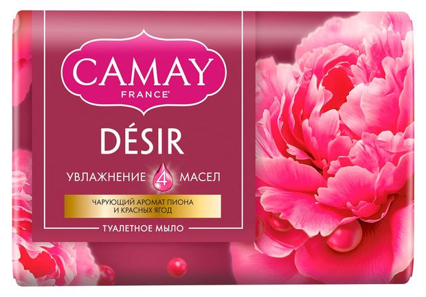 Мыло туалетоное Camay Desir Пион и красные ягоды, 85 гр