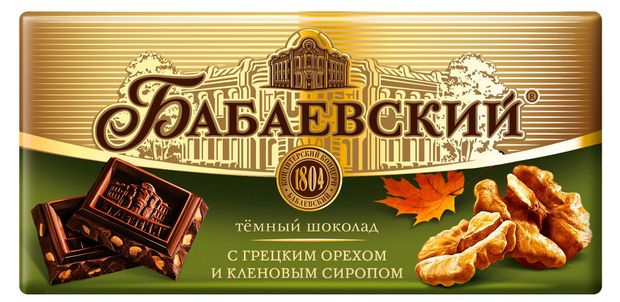 Шоколад темный Бабаевский с грецким орехом и кленовым сиропом, 75 г