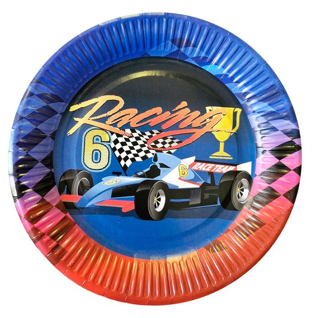 Тарелки одноразовые бумажные Bouquet Гонки 23 см, 6 шт