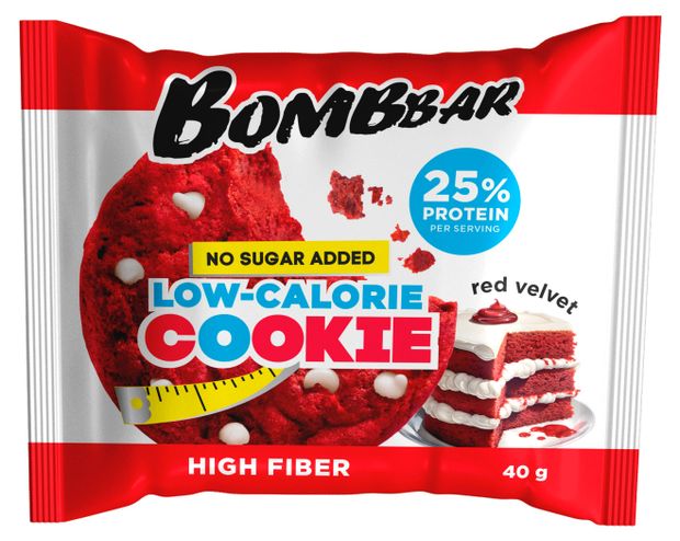 Печенье протеиновое Bombbar Красный Бархат, 40 г