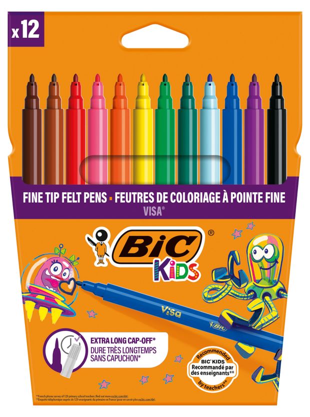 Фломастеры цветные BIC Kids Visa 12 шт 370₽