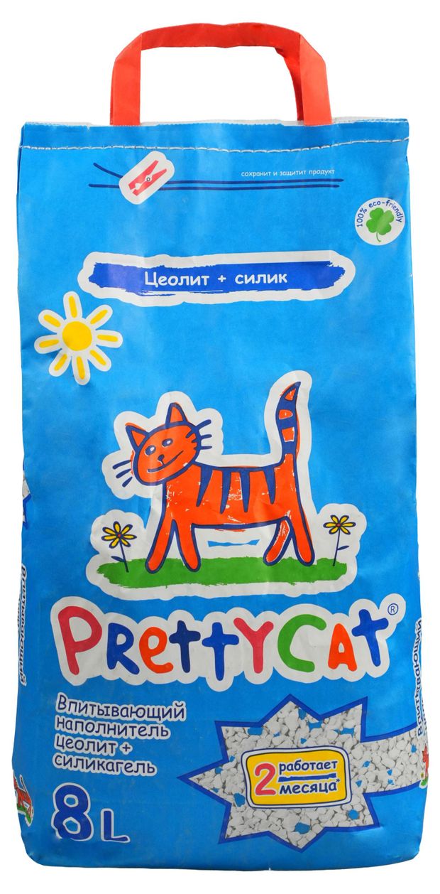 Наполнитель для кошачьего туалета PrettyCat Naturel впитывающий цеолит + силикагель без аромата, 8 л