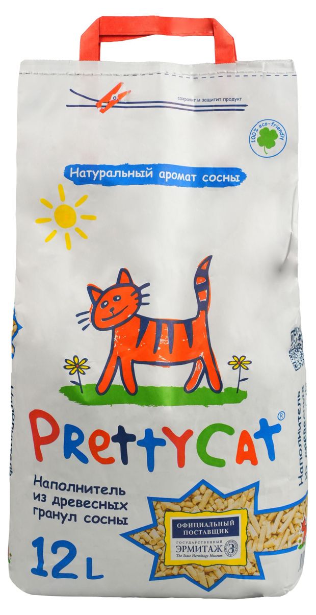 Наполнитель для кошачьего туалета PrettyCat Wood Granules впитывающий древесный, 12 л