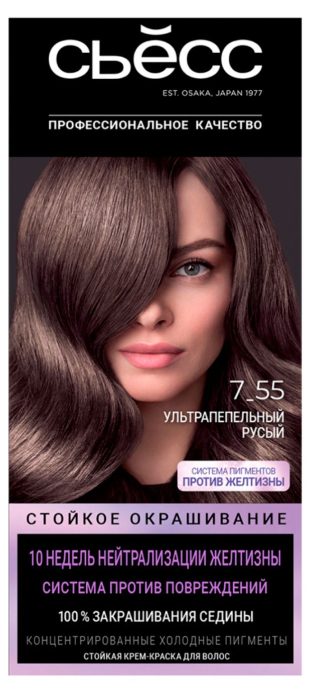 Крем-краска стойкая для волос Сьесс 755 Ультрапепельный русый 340₽