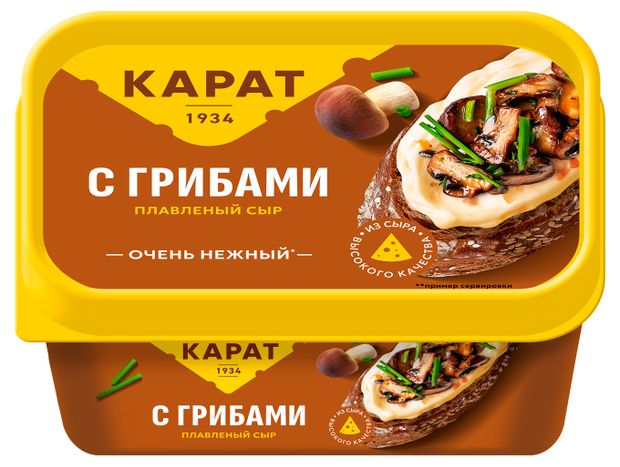 Сыр плавленый КАРАТ сливочный с грибами 45% БЗМЖ, 400 г