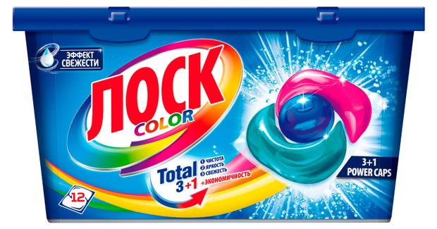 Капсулы для стирки Лоск Color для цветного белья, 12 капсул
