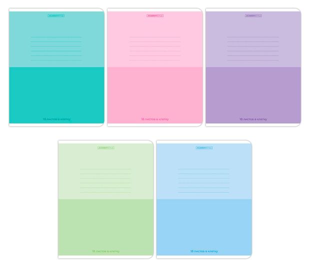 Тетрадь Academy Style в клетку А5 18 л, 1 шт в ассортименте